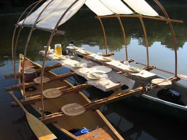 lusthaus:a group dining pavilion project heavily inspired by the swedish wood dining experience and its relationship to the natural landscape 